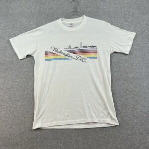 Vintage‎ 70s Washington D.C. Graphic T Shirt  Rainbow L Pride LGBT Single Stitch